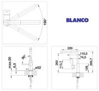 MEDIDAS MONOMANDO COCINA EXTRAIBLE LANORA-S BLANCO